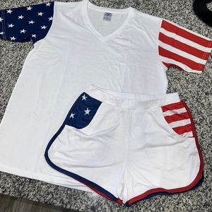 COPY - Women’s Fourth of July outfit set tshirt vneck shirts
